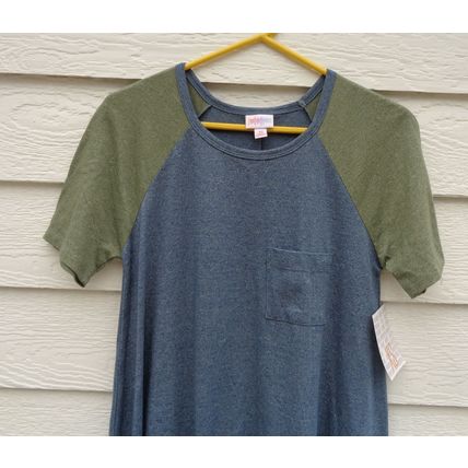 Lularoe Carly Dress XS Blue and Green A line Swing NWT Curved Back Hem 046