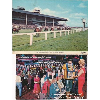 Curragh Races Co Kildare Ireland 2x Gambling Postcard s