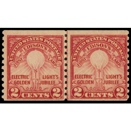 656, Mint NH 2¢ Edison Joint Line Coil Pair - Stuart Katz