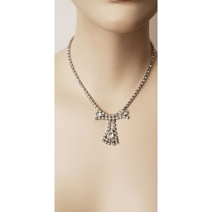Vintage Silver Tone Rhinestone Prom/Formal Necklace