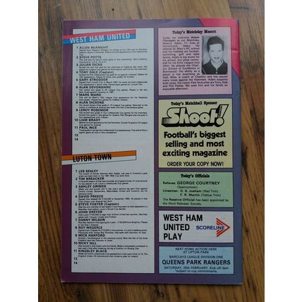 1989 League Cup Semi Final Programme & Ticket – West Ham vs Luton Town