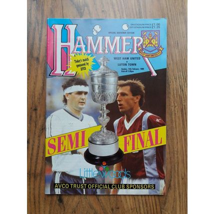1989 League Cup Semi Final Programme & Ticket – West Ham vs Luton Town