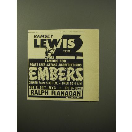 1960 Embers Restaurant Ad - Ramsey Lewis Trio