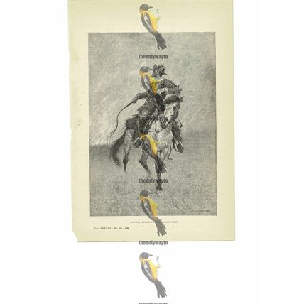 Cowboy Lighting The Range Fire, Book Illustration (Print), 1891