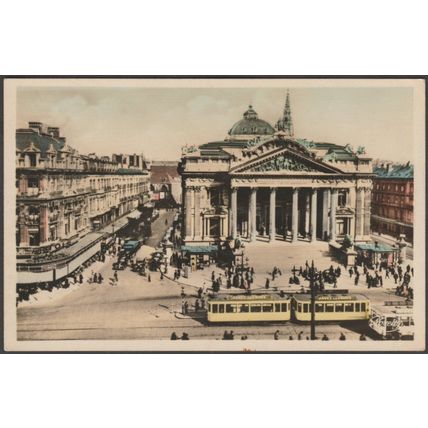 La Bourse et la Rue de la Bourse, Bruxelles, c.1930 - Edition Novelty Photo CPA