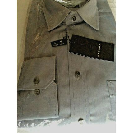 Eterna Mens Mid Grey Comfort Fit Shirt Size 40 15 3/4 RRP £49.99