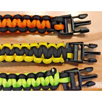 Multi Colored Paracord Hand-Woven Chinese Knot Bracelets Unisex Set of 3 Neon