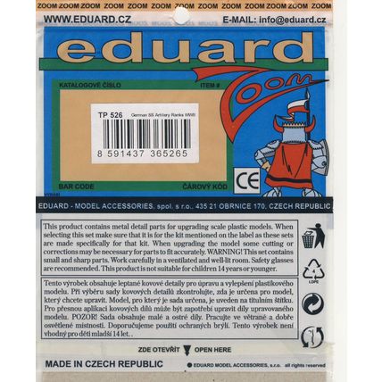 EDUARD 1/35 PHOTO ETCHED WWII GERMAN ** ARTILLERY RANKS