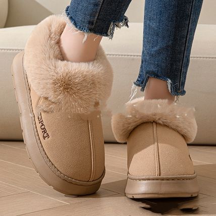 Cozy Plush Soft Slippers Shoes For Women Non-Slip Platform Shoes With Faux Fur L