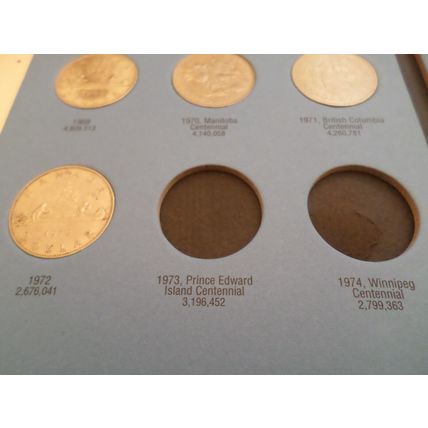 Whitman coin folder- Canada - Dollar - 1968/1984 - with 12 coins - NOT COMPLETE
