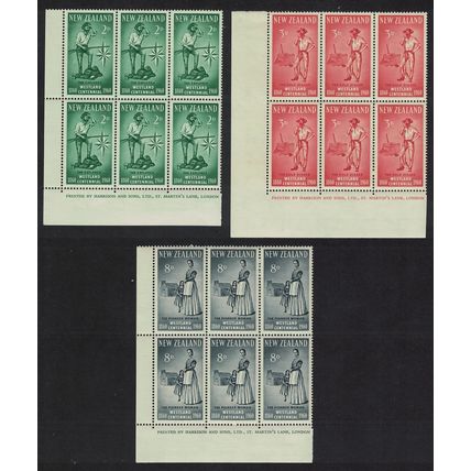 New Zealand Explorer Gold Digger Pioneer Woman Corner Blocks of 6 1960 MNH