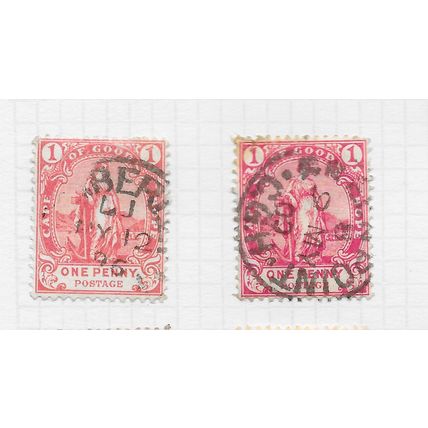 COGH 1893 HOPE ANCHOR CAPE GOOD STANDING ONE PENCE BOTH SHADES USED SG59 SG59a