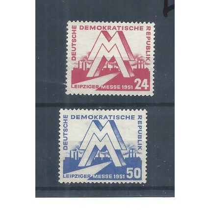 East Germany stamps. 1951 Leipzig Spring Fair MNG - NO GUM CV £30 used (AQ129)