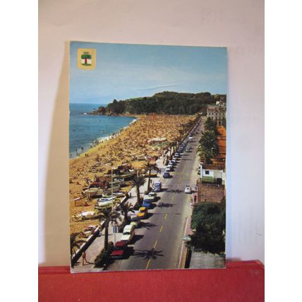 PROMENADE AND BEACH, LLORET DE MAR, COSTA BRAVA, SPAIN unused postcard. =