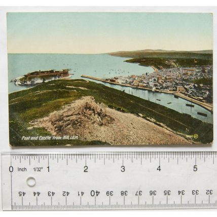 vintage postcard Peel & Castle from Hill, Isle of Man
