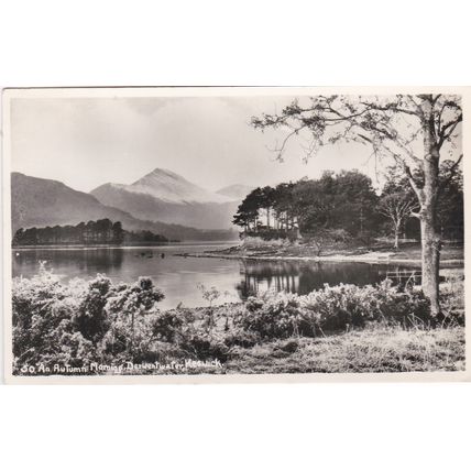 B822 DERWENTWATER. KESWICK - AN AUTUMN MORNING . RP POSTCARD.