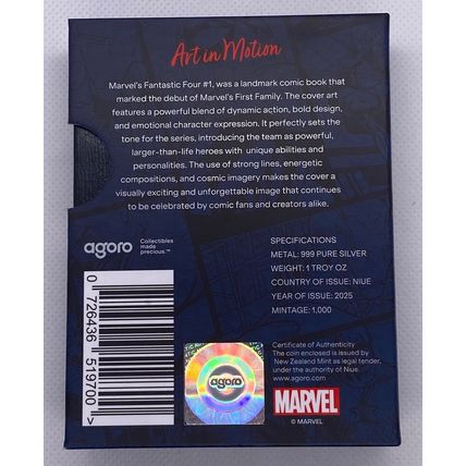 Fantastic Four Collectible 1 Oz Silver Cover #1 Marvel Comix Art In Motion