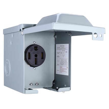 Miady 50 Amp 125/250 Volt RV Power Outlet Box, Enclosed Lockable Weatherproof Ou