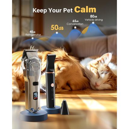 Oneisall Dog Grooming Kit for Heavy Thick Hair&Coats/Low Noise Rechargeable Cord