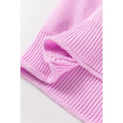 Pink Raw Edge Ribbed Detail Drop Shoulder Sweater