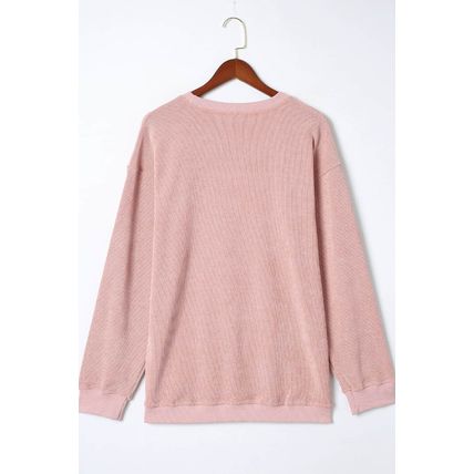 Pink MERRY Christmas Plaid Leopard Print Corded Sweatshirt