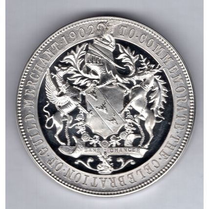 Preston Guild Merchant Medallion, white metal 1902. 5cm diameter. DY15359