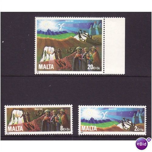MALTA 1982 CHRISTMAS SET 3 VALS U/M MINT