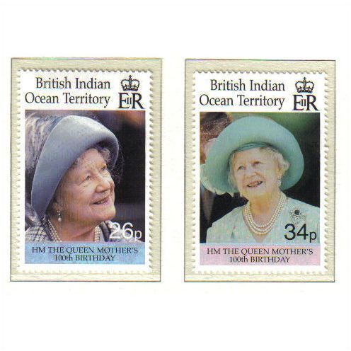 2000 BRITISH INDIAN OCEAN TERRITORY QUEEN MOTHERS 100th birthday SET MNH SG240-1