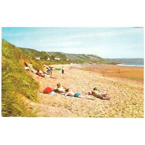 Horton Beach & Port Eynon Bay, Gower - postcard 1960s