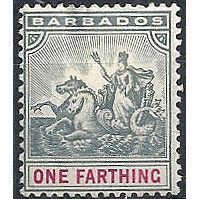 Barbados 1896 SG165 1/4d Slate-Grey & Carmine (thin) Mounted Mint ...