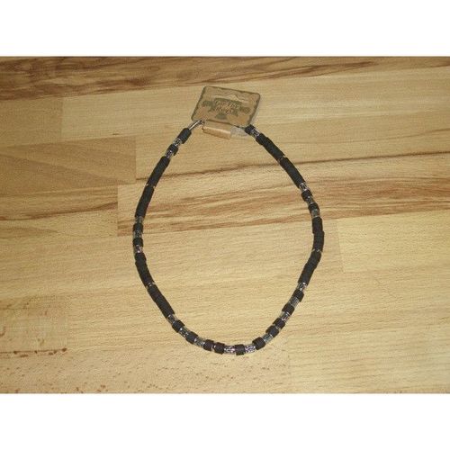 Men / Boys Black And Silver Gilt Fashion Bead Necklace