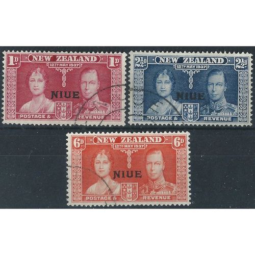 Niue King George KGVI 1937 Coronation Used SG 72-74 Sc 70-72 postage stamp