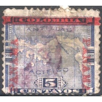 Panama 1903 - SG55 - 5c blue - optioned Panama (barred Colombia heading) - used