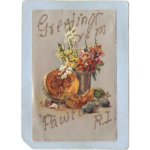Rhode Island Pawtucket Postcard Greetings From Pawtucket R I w/Gold Sparkl~923