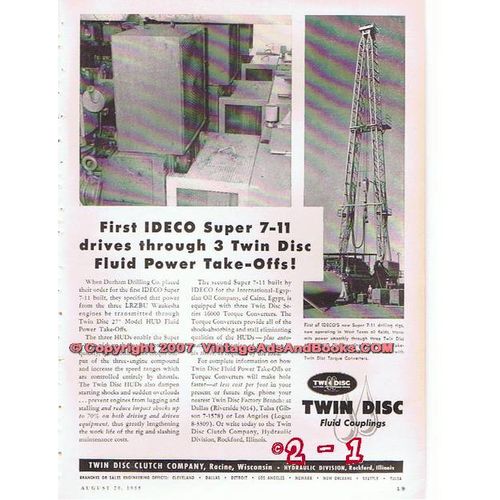 TWIN DISC CLUTCH COMPANY 1955 oil gas A O SMITH Meters vintage ad