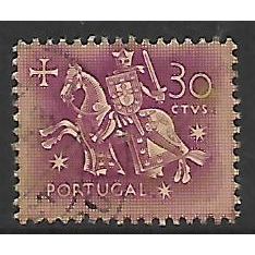 PORTUGAL 1953 30c PURPLE on PINK MEDIEVAL KNIGHT SG 1081a FINE USED #2