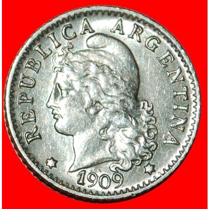 Ⰶ STARS of DAVID (1896-1942):ARGENTINA★5 CENTAVOS 1909 RARE★LOW START★NO RESERVE