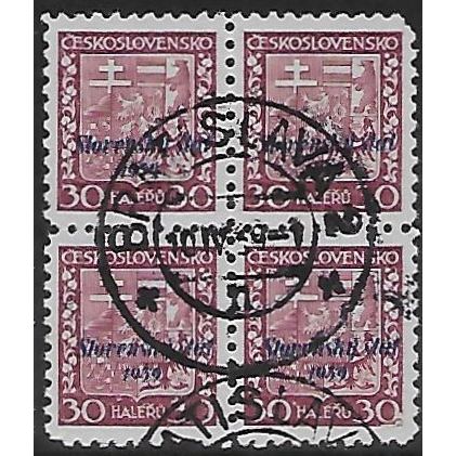 Mi 6 (x 4): 30 h. lilac Definitive Stamp: Overprinted ‘Slovenský štát 1939’