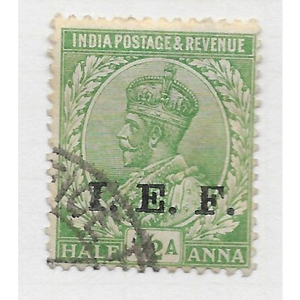 IEF INDIA 1914 EXPEDITIONARY FORCE INDIAN I.E.F. HALF ANNA USED BASE OFFICE PART
