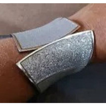 Silver Sparkling Stardust Corset Look 3'' Width Hinged Cuff Bracelet