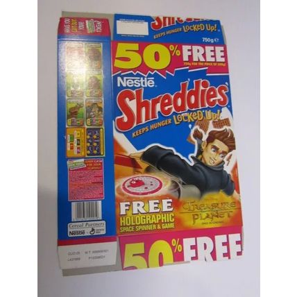 Nestle 2002 Shreddies Treasure Planet Cosmic Game Cereal Box Never Assembled 750