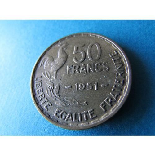 1951 FRANCE 50 FRANCS - COIN - 2 FREE POST. AAU