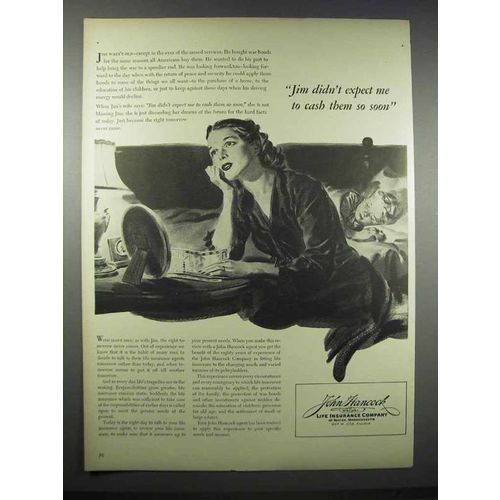 1944 John Hancock Life Insurance Ad - Jim Didn't Expect