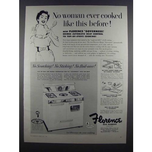 1955 Florence Governess Gas Range Ad - No Woman Ever