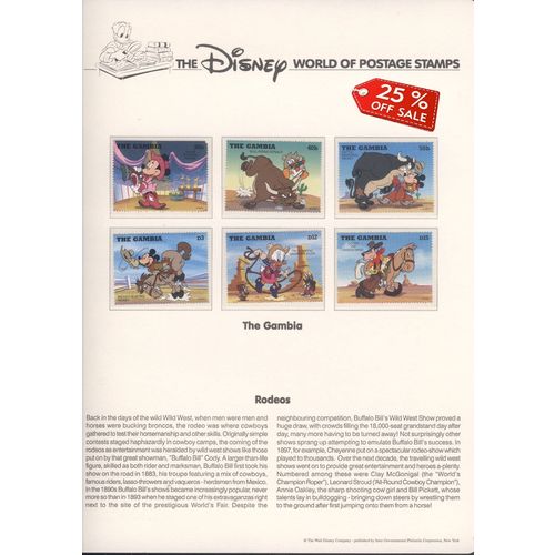 Gambia 1995 - SG2160/66 + MS2169 - Rodeos - The Disney World Of Postage Stamps