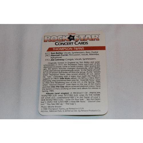Thompson Twins 1985 A.G.I. Rock Star Concert Cards NO. 79