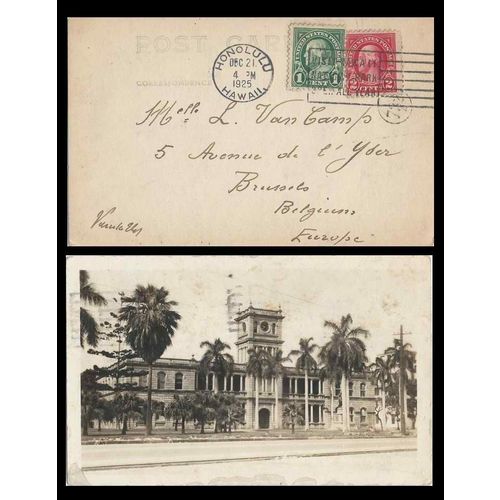 Hawaii 1925 Post Card Real Photo Honolulu to Belgium