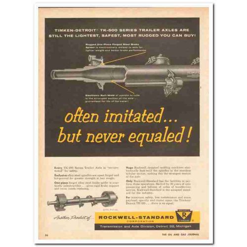 ROCKWELL-STANDARD CORP 1959 Imitated truck trailer axle vintage ad