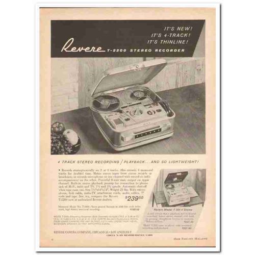 REVERE CAMERA COMPANY 1961 T-2200 4-Track Stereo Recorder vintage ad