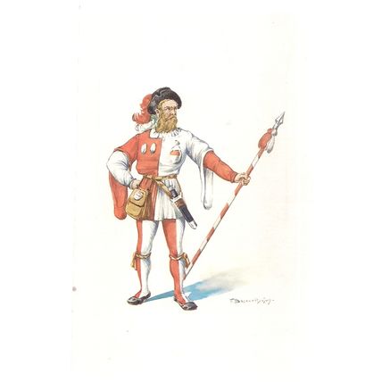A LATE MIDDLE AGES Royal Messenger unused vintage postcard c.1500 to c.1700 (e)=